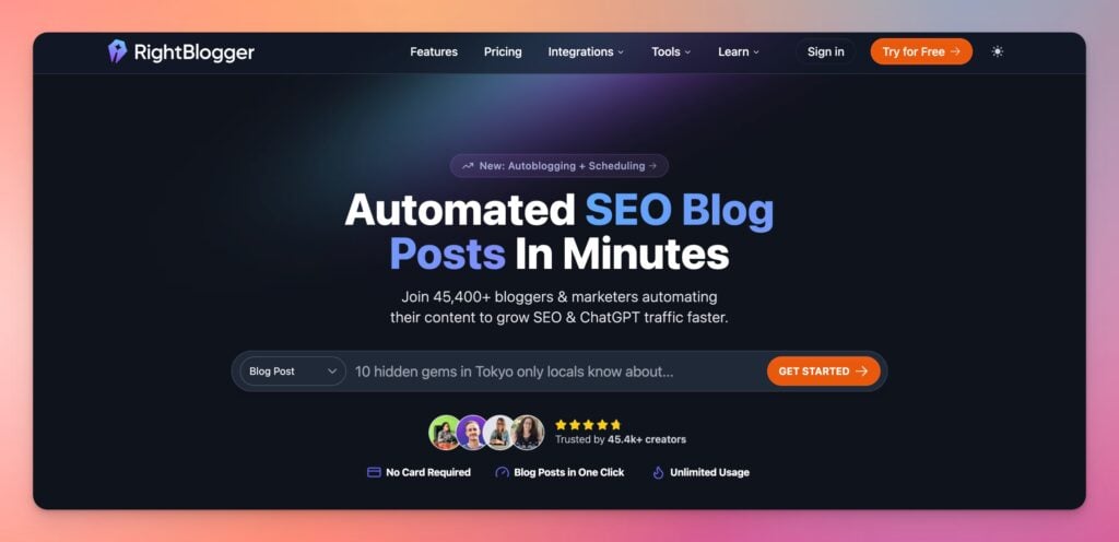 RightBlogger Automated AI SEO Optimized Blog Posts on Autopilot (Autoblogging Tools)
