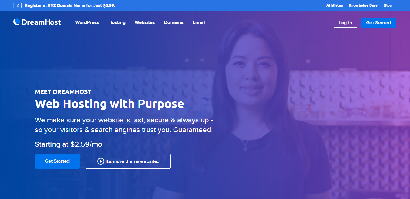 Best Web Hosting Plans Dreamhost Homepage Example