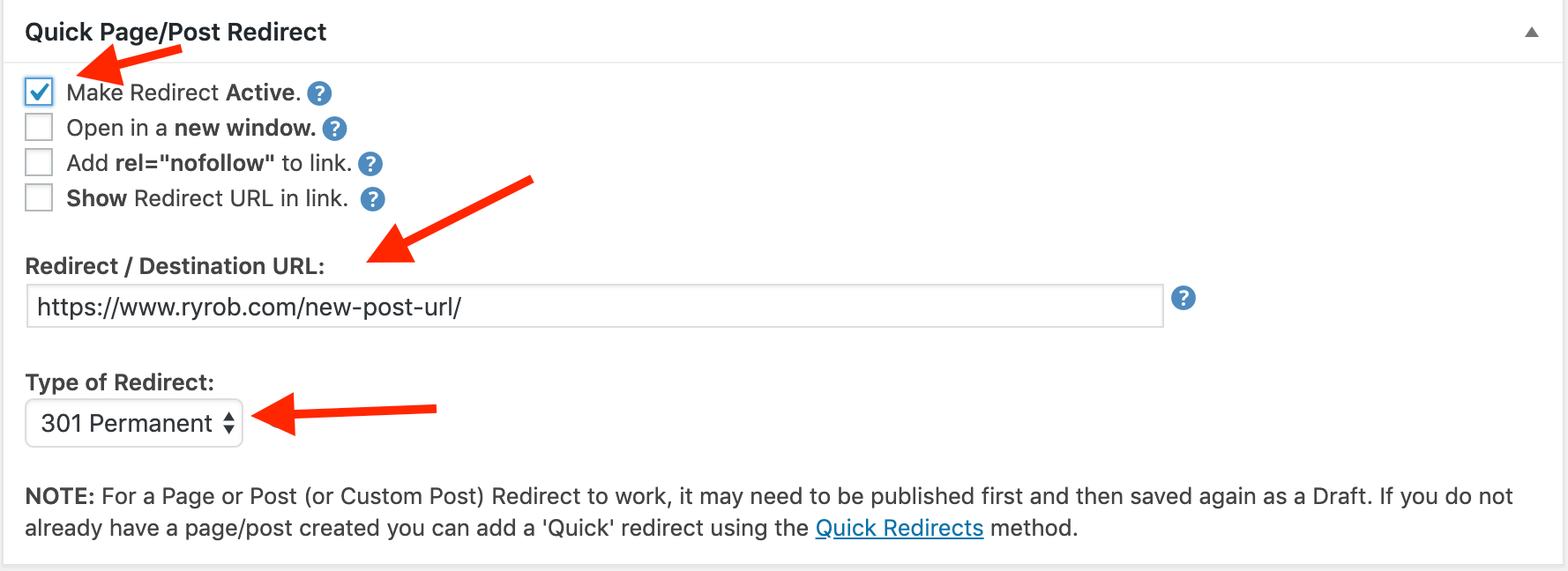 How to change a permalink in WordPress with a 301 redirect plugin