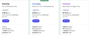 Siteground pricing plans comparison